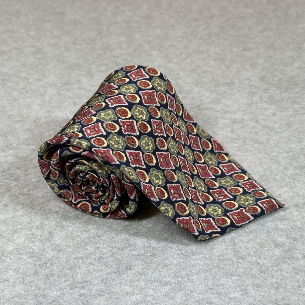 Vintage Christian Dior Monsieur Tie Mens Black 100% Silk Colors Geometric 56x4in